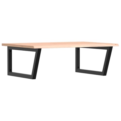 Waschtischplatte mit Trapezförmige Stahlhalterung, Holzregale für Studie oder Badezimmer, Massivholz Eiche 80 x 60 x 2 cm Braun und Schwarz Waschtischplatte mit Trapezförmige Stahlhalterung, Holzregale für Studie oder Badezimmer, Massivholz Eiche 80 x 60 x 2 cm Braun und Schwarz von Makastle