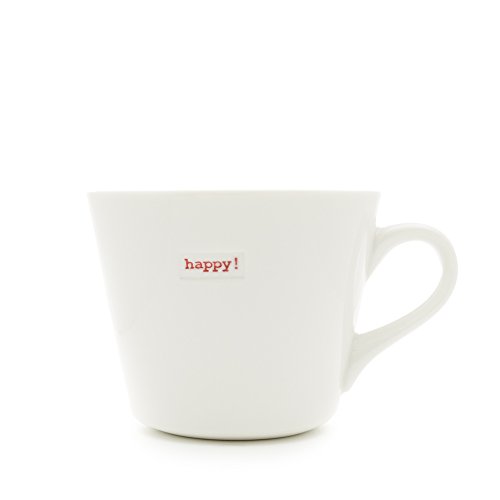 Make International Bucket Mug Taza Happy, Porzellan, Weiß von Keith Brymer Jones