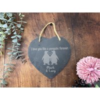 Liebe Dich Wie Ein Pinguin Schiefer Valentinstag Herz Personalisiertes Geschenk - Jahrestag Verlobung Geburtstag Freundin Freund von MakeMePersonalised