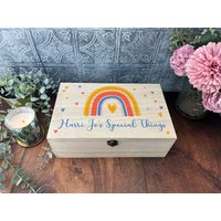 Regenbogen Memory Trinket Box Taufe Neues Baby Personalisierte Geschenk Geburtstag von MakeMePersonalised