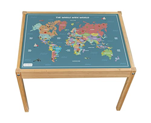 Pädagogischer Tischaufkleber für Kinder, nur kompatibel mit IKEA Latt Tisch (Weltkarte) von MakeThisMine