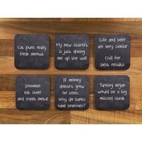Lustige Neuheit Kreide Tafel Effekt Untersetzer - 6Er Pack | Set 1 Wortspiele Humor von MakeThisMineGifts