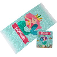 Personalisierte Kinder Handtuch & Gesichtstuch Pack - Meerjungfrau von MakeThisMineGifts
