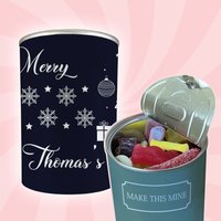 Personalisierte Pick & Mix Süßigkeiten Blechdose Mit Schneemann "Merry Christmas' Design, Jeder Benutzerdefinierte Name, Weihnachtsgeschenk von MakeThisMineGifts