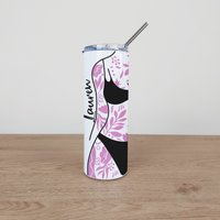 Personalisierter Edelstahl Becher & Stroh Mit Rosa Blumen Tattoo Body Design von MakeThisMineGifts