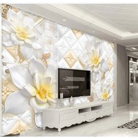 3D Blumen Tapete Wandbild, Lotus Wandbild Wanddeko von MakeUpWallDecor