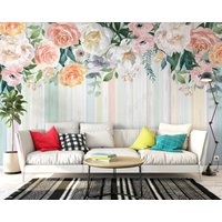 Aquarell Hängende Rosen Blumen Tapete Wand Wandbilder, Wandbild Wanddeko von MakeUpWallDecor