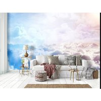 Blauer Himmel Weiße Wolken Tapete Wand Wandbild Wanddekoration von MakeUpWallDecor