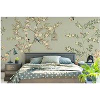 Chinoiserie Cheery Flowers Vines Tapete Wandbild von MakeUpWallDecor