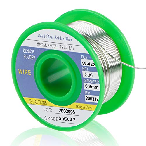 Lötdraht 0.8mm Bleifreier - Entkernt Lötzinn Kolophonium Niedrigschmelzender Kern Lötdraht Bleibedrahtet Sn99,3 Cu0,7 50g von Makerfire
