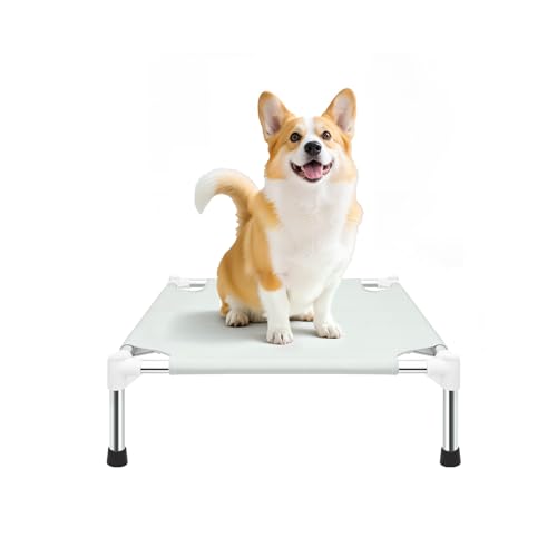 Makerfire Erhöhtes Hundebett, für drinnen und draußen, erhöhtes Hundebett für kleine Hunde, abnehmbares Haustierbett mit rutschfesten Füßen, Polyester-Baumwolle (L x B x H): 49,5 x 49,5 x 16,4 cm von Makerfire