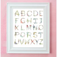 Blumen Alphabet Print Handgemaltes Kinderzimmer Dekor von Makewells