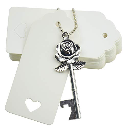 Makhry 52pcs Rose Blumen Form Vintage Schlüssel Flaschenöffner Hochzeit Geschenke für Gast Souvenir Geschenk Set mit Eskorte Danke Tags und Schlüsselbund (Antikes Silber) von Makhry