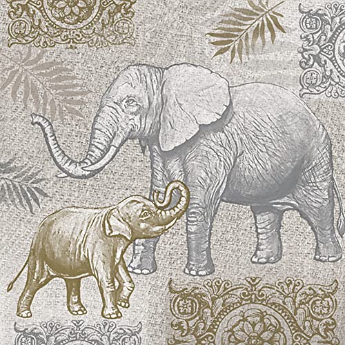 Maki Servietten aus Seidenpapier, 3-lagig, 33 x 33 cm, 20 Stück (indischer Stil Elefanten) von Maki
