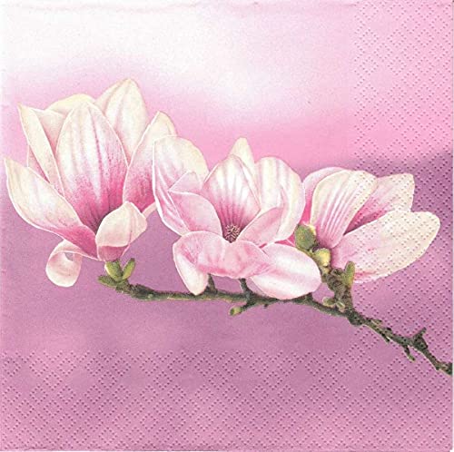maki Servietten Napkins Serviettentechnik Magnolie Pink Blume von Maki