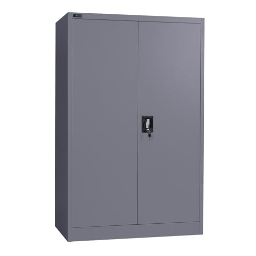 Makika Aktenschrank Büroschrank abschließbar 140x90x40cm - Lagerschrank Materialschrank Stahlschrank mit 2 Türen - Höhenverstellbarer Einlegeboden in Anthrazit von Makika