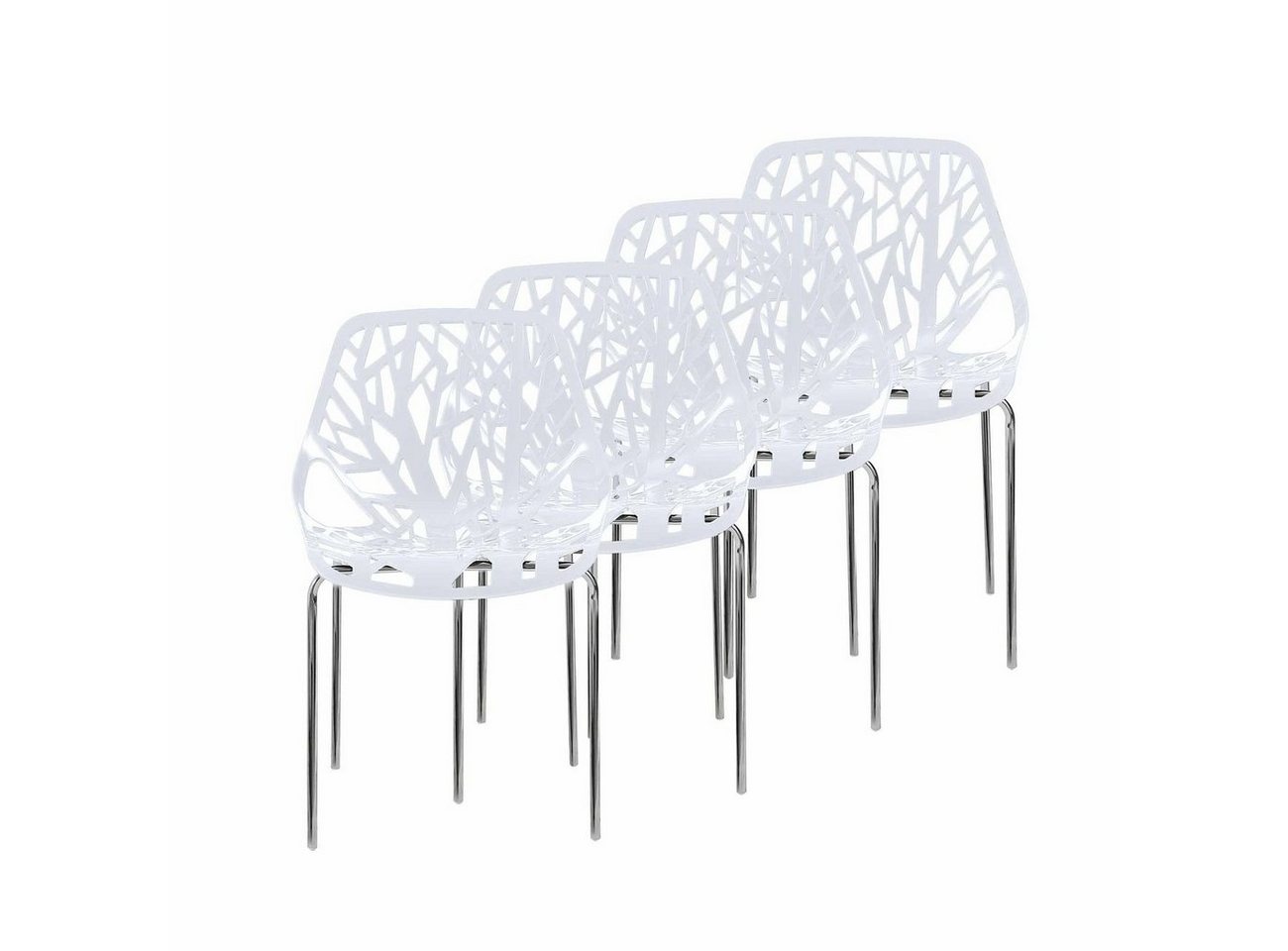 Makika Esszimmerstuhl Retro Stuhl Design-Stuhl - CALUNA 4er Set in Weiß von Makika