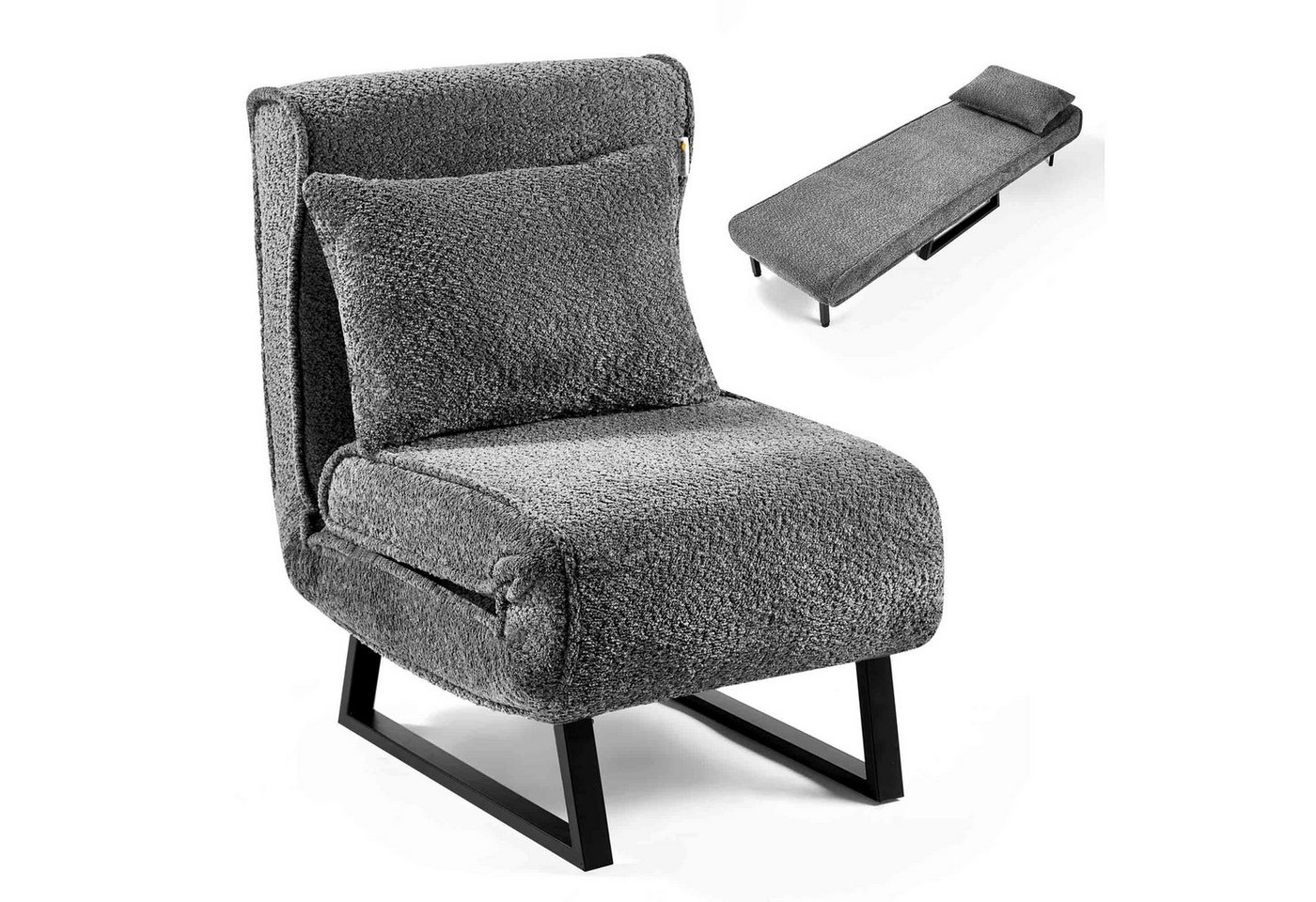 Makika Relaxliege Schlafsessel Schlafsofa Boucle Lea klappbar in Grau von Makika