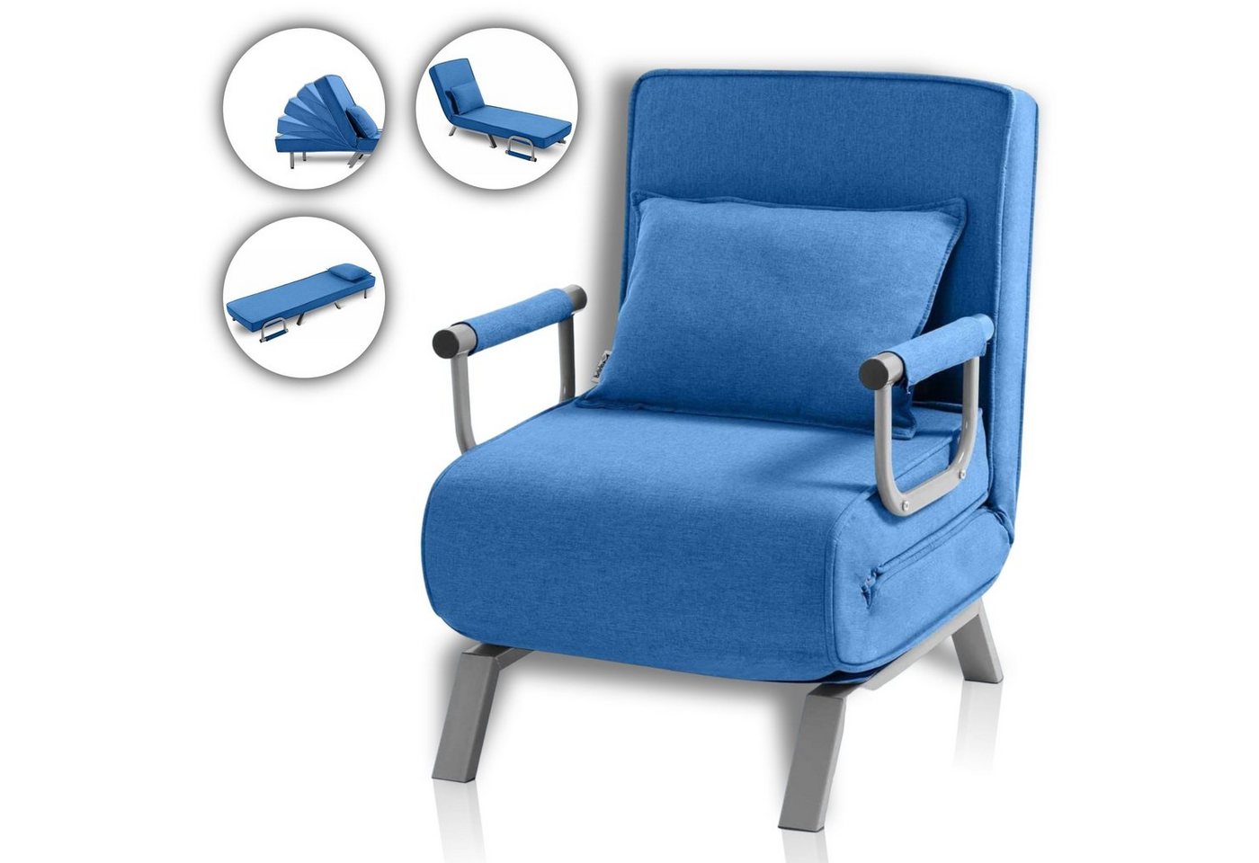 Makika Relaxliege Schlafsessel Schlafsofa Ted klappbar in Blau von Makika