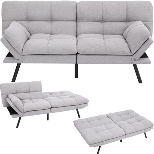Makika Schlafsofa 3-Sitzer Schlafcouch Paul 3in1 mit Schlaffunktion - verstellbare Armlehnen Rückenlehne Couch Sofa Liegefläche bis 273kg - Klappsofa Bettsofa Gästebett Bettfunktion Wohnzimmer Grau von Makika