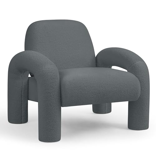 Makika Sessel Loungesessel Einzelsofa aus Boucle Lia - Einzelsessel Armlehnstuhl Polsterstuhl Sofa bis 120kg - eleganter Armsessel Loungesofa Relaxsessel für Wohnzimmer Schlafzimmer in Grau Makika Sessel Loungesessel Einzelsofa aus Boucle Lia - Einzelsessel Armlehnstuhl Polsterstuhl Sofa bis 120kg - eleganter Armsessel Loungesofa Relaxsessel für Wohnzimmer Schlafzimmer in Grau von Makika