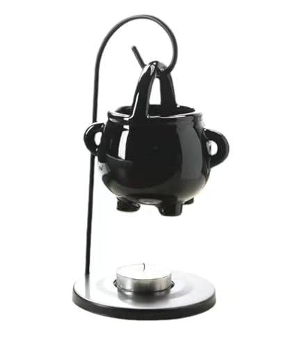 Makimoo Hängender heidnischer Kessel Ölbrenner, schwarzer Wachswärmer Aroma Diffusor, mit Griff, für ätherische Duftwachs, bezaubernde Hexen Home Decor Element. von Makimoo