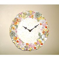 10-1/2 Zoll Konfetti Blumen Wanduhr, Erhältlich Mit Zahlen, Keramik Teller Uhr, Lustige Wand Dekor - 3112 von MakingTimeTC