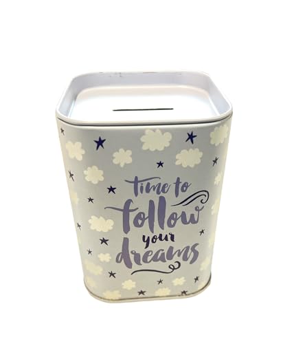 Spardose für Kinder in lebendigen Farben. Originelle Spardose aus Dose mit Deckel, günstige Spardose, die auch als Stiftdose verwendet werden kann. (Time to Follow Your Dreams) von Makio