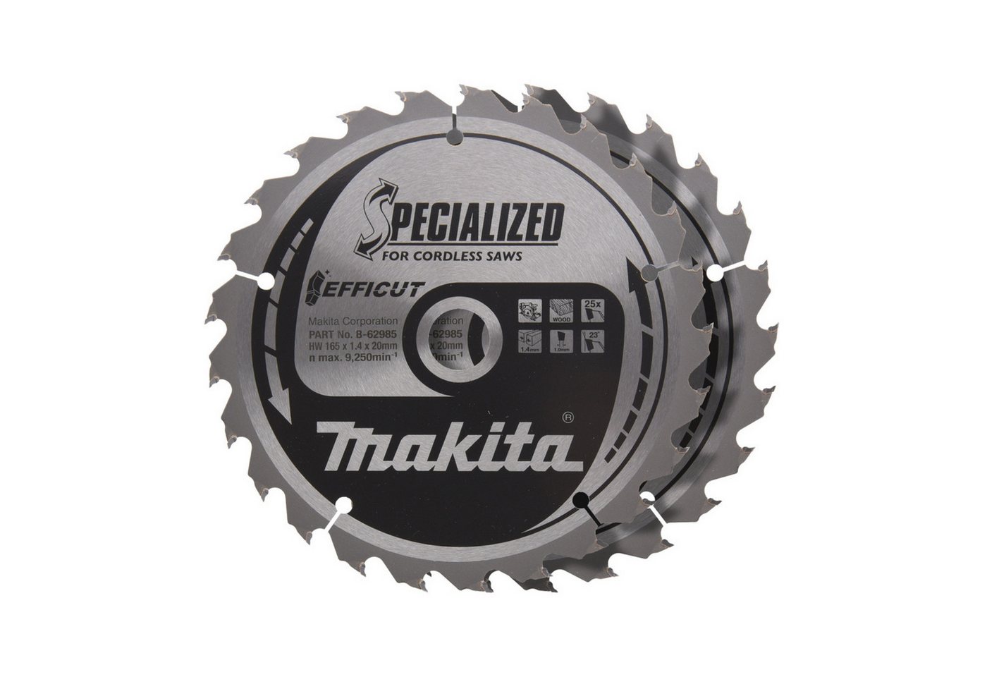 Makita Werkzeug GmbH Kreissägeblatt Makita Kreissägeblatt 165x20x25Z EFFICUT 2Stk. B-62985-2 von Makita Werkzeug GmbH