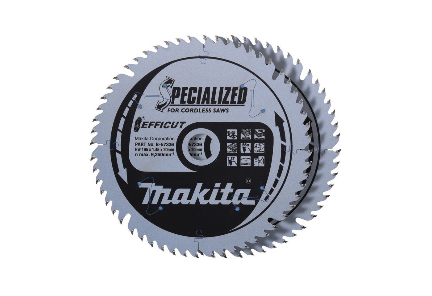 Makita Werkzeug GmbH Kreissägeblatt Makita Kreissägeblatt 165x20x56Z EFFICUT 2Stk. B-57336-2 von Makita Werkzeug GmbH