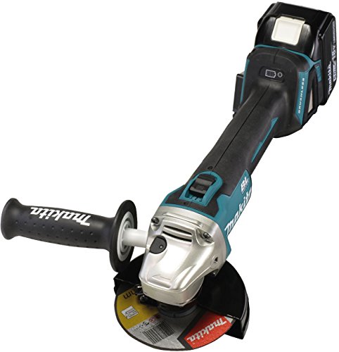 Makita DGA504RFJ3 Akku-Winkelschleifer 180 V / 30Ah mit 2 Akkus und Ladegerät im MAKPAC, 18 V, Türkis/Schwarz, inkl. 5 flexiblen Schreifscheiben mit 3X 3,0 Ah von Makita