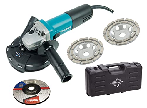 BETONSCHLEIFER-SET/SANIERUNGSSET 840W INKL. 2 SCHLEIFTELLER, SCHRUPPSCHEIBE UND TRANSPORTKOFFER von Makita