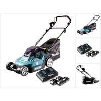 Dlm 432 PT4 Akku Rasenmäher 36 v ( 2x 18 v ) 43 cm Brushless + 4x Akku 5,0 Ah + Doppel Ladegerät - Makita von Makita