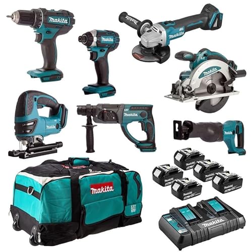 ENSEMBLE DE 7 MACHINES MAKITA (DDF482 + DTD152 + DGA504 + DSS610 + DHR202 + DJR186 + DJV180) - DLX7013PT1 von Makita