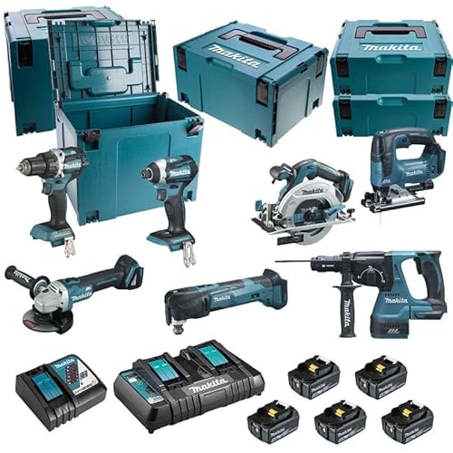 ENSEMBLE DE 7 MACHINES MAKITA (DDF484 + DTD154 + DGA506 + DHS680 + DHR243 + DTM51 + DJV182) - DLX7014PTJ von Makita