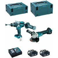 MAKITA Kit DLX2130TJ2 (DGA504 + DHP481 + 2 x 5,0 Ah + DC18RC + MAKPAC 2 + MAKPAC 3) von Makita