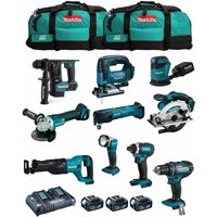 Makita - Kit MK1001 (DDF482+ DHR171+ DGA504+ DTD152+ DJV182+ DSS610+ DJR186+ DBO180+ DTM51+ DML802+ 3x5,0Ah + DC18RD + 2xLXT600) von Makita