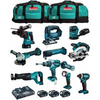 Makita - Kit MK1002 (DHP481+ DHR243+ DGA504+ DTD152+ DJV182+ DSS610+ DJR186+ DBO180+ DTM51+ DML802+ 3x5,0Ah + DC18RD + 2xLXT600) von Makita