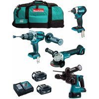 Makita - Kit MK403 (DHP481 + DHR243 + DGA504 + DTD154 + 2 x 5,0 Ah + DC18RC + LXT600) von Makita