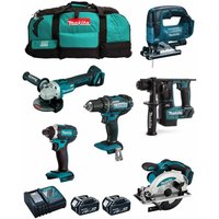 Makita - Kit MK601 (DDF482 + DHR171 + DGA504 + DTD152 + DJV182 + DSS610 + 2 x 5,0 Ah + DC18RC + 2 x LXT600) von Makita