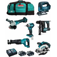 Makita - Kit MK602 (DHR171 + DGA504 + DTD154 + DJR186 + DJV182 + DSS610 + 2 x 5,0 Ah + DC18RC + 2 x LXT600) von Makita