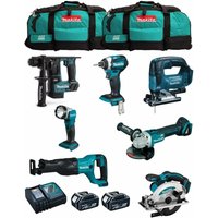 Makita - Kit MK703 (DHR171 + DGA504 + DTD154 + DJR186 + DJV182 + DSS610 + DML802 + 2 x 5,0 Ah + DC18RC + 2 x LXT600) von Makita