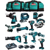 Makita - Kit MK1102 (DHP481+DHR243+ DGA504+ DTD152+ DJV182+ DSS610+ DJR186+ DBO180+ DTM51+ DML802+ DTW285+3x5,0Ah+DC18RD+2xLXT600) von Makita