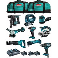 MAKITA Kit MK901 (DDF482 + DHR171 + DGA504 + DTD152 + DJV182 + DSS610 + DJR186 + DBO180 + DTM51 + 3x5,0 Ah + DC18RD + 2xLXT600) von Makita