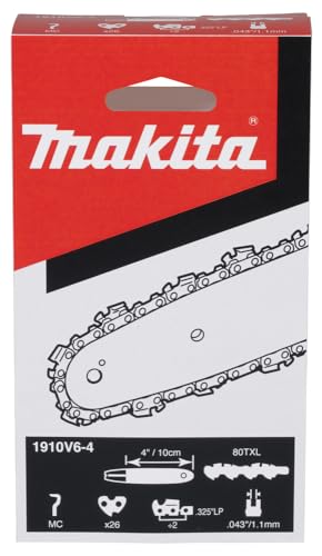 Makita 1910V6-4 Sägekette 10 cm 80TXL Speed Cut, 26 Treibglieder, 1,1 mm, 0,325"LP, Mikro-Halbmeißel, schneller sauberer Schnitt, für Akku-Kettensägen von Makita