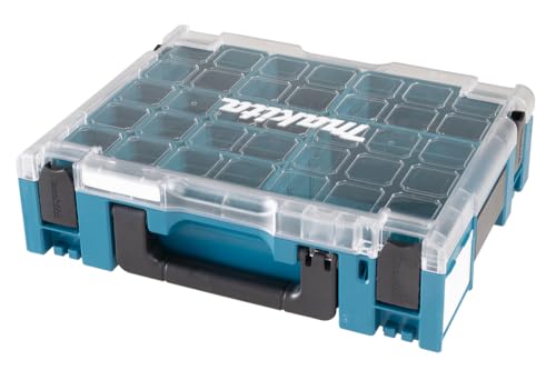 Makita 191X80-2 MAKPAC-Organizer, mit 13 herausnehmbaren Boxeinsätzen, Klarsichtdeckel, verknüpfbar an Koffersystem, mit Tragegriff, 395 x 295 x 110 mm (LxBxH) von Makita