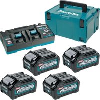 Makita - 40 v Li-ion max Set mit 4 4,0 Ah-Akkus – Ladegerät – Mbox – 191U28-6 von Makita
