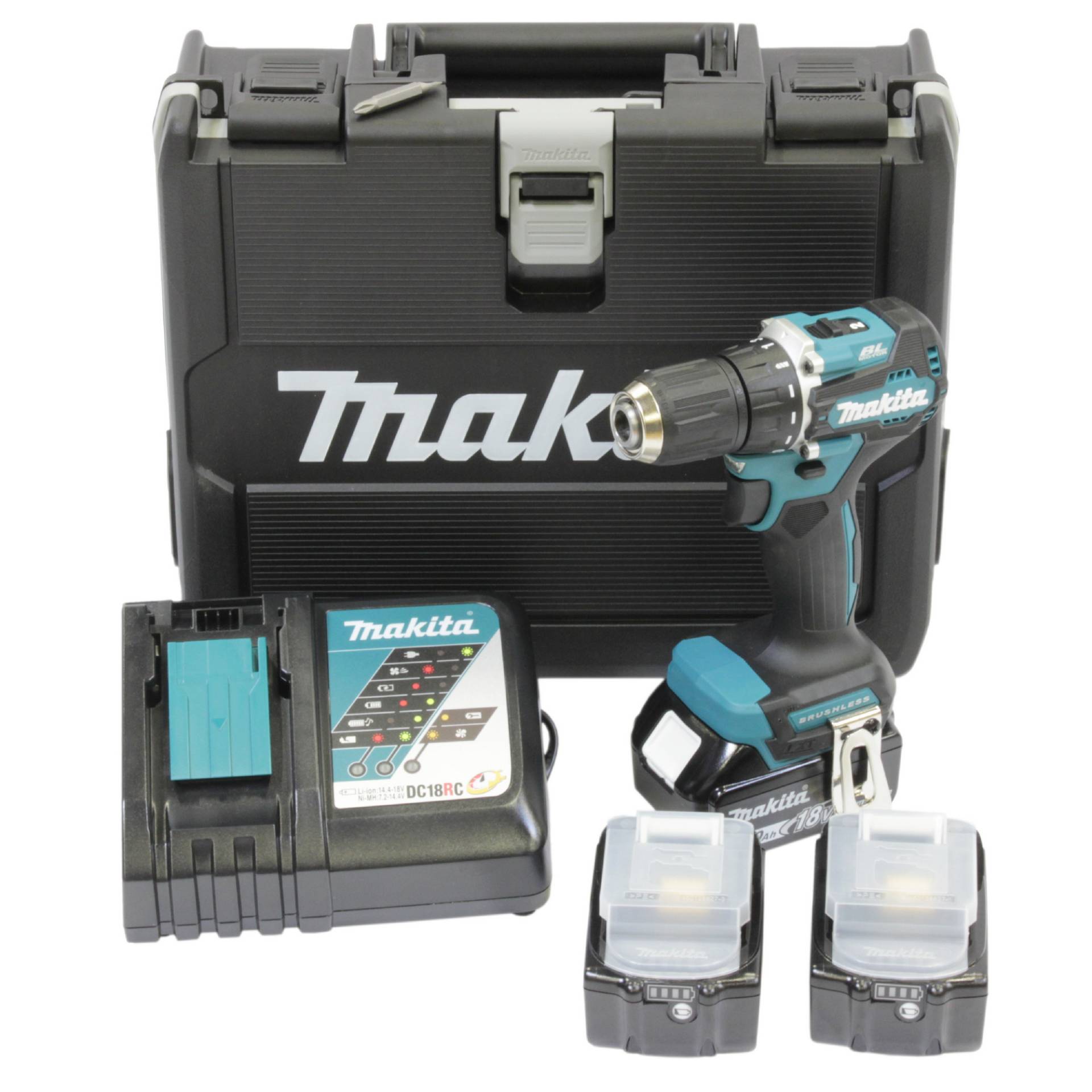 Makita Akku-Bohrschrauber 'DDF487RFE3' 18 V mit 3 Akkus, Ladegerät und Koffer Makita Akku-Bohrschrauber 'DDF487RFE3' 18 V mit 3 Akkus, Ladegerät und Koffer von Makita