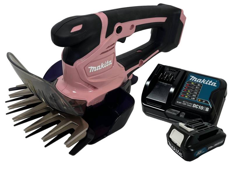 Makita Akku-Grasschere UM600DSAP, Pink [12 V] inkl. Akku 2 Ah und Ladegerät DC10SB von Makita
