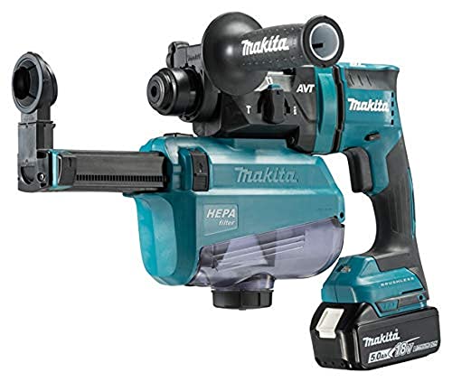 Makita Akku Kombihammer SDS Plus (inkl. Staubabsaugung, mit Akku 18 V + Ladegerät, Einzelschlagstärke max. 1,7 Joule) DHR182RTWJ von Makita